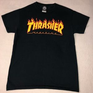Thrasher Shirt, Black/Flames